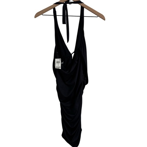 Bar III Damen Drapiert Wasserfallausschnitt Neckholder Badekleid Schwarz Gr. Small Neu - Bild 7 von 8