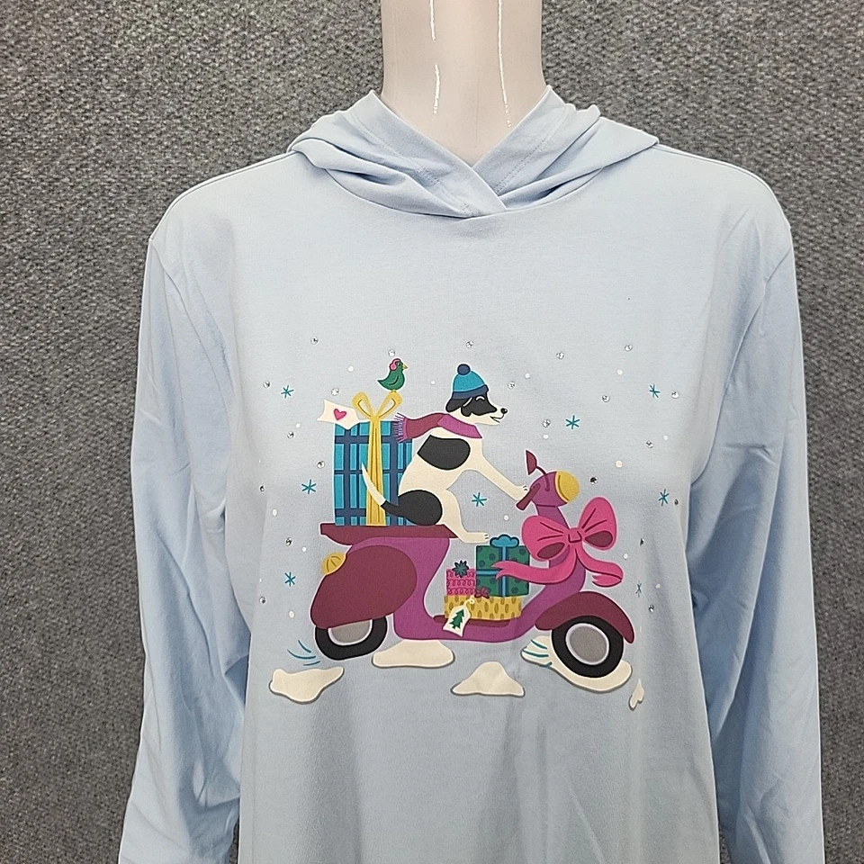 Christopher and Banks 女式现代图形连帽衫小号 X-大号蓝色 — 第 2/4 张图片