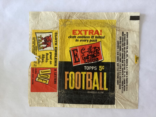 1961 Topps 5 Cent Football Cloth Emblems Wrapper