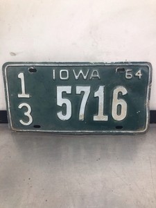 1964 Iowa License Plate 13 Calhoun CountyOriginal 60 Years Old Vintage