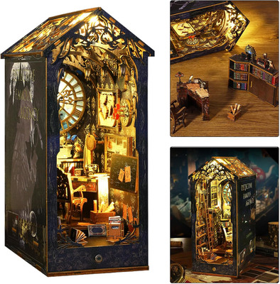 Detective Book Nook Kit Wooden Puzzle Miniature House for Adults Teens Shelf