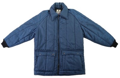 Vintage WALLS Insulated Mens M L Lightweight Blue Quilted Long Parka Jacket Coat