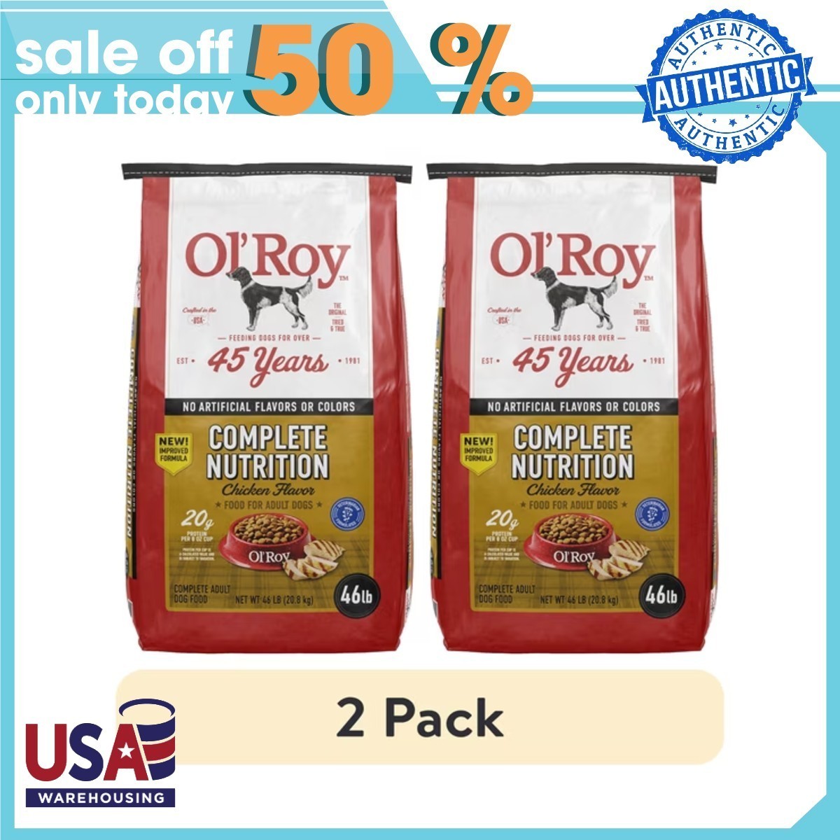 2P Ol' Roy Complete Nutrition Roasted Chicken & Rice Flavor Dry Dog ...