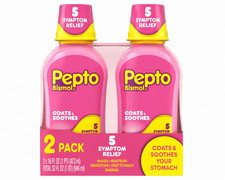 Pepto Bismol Liquid Original 5 Symptom Stomach Diarrhea Relief 16 oz 2 Pack