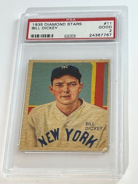 1934-36 DIAMOND STARS #11 BILL DICKEY PSA GOOD 2 NEW YORK YANKEES BASEBALL CARD.