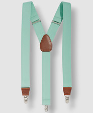 Club Room Men's Green Solid Elastic Stretch Metal Clip-ON End Suspenders