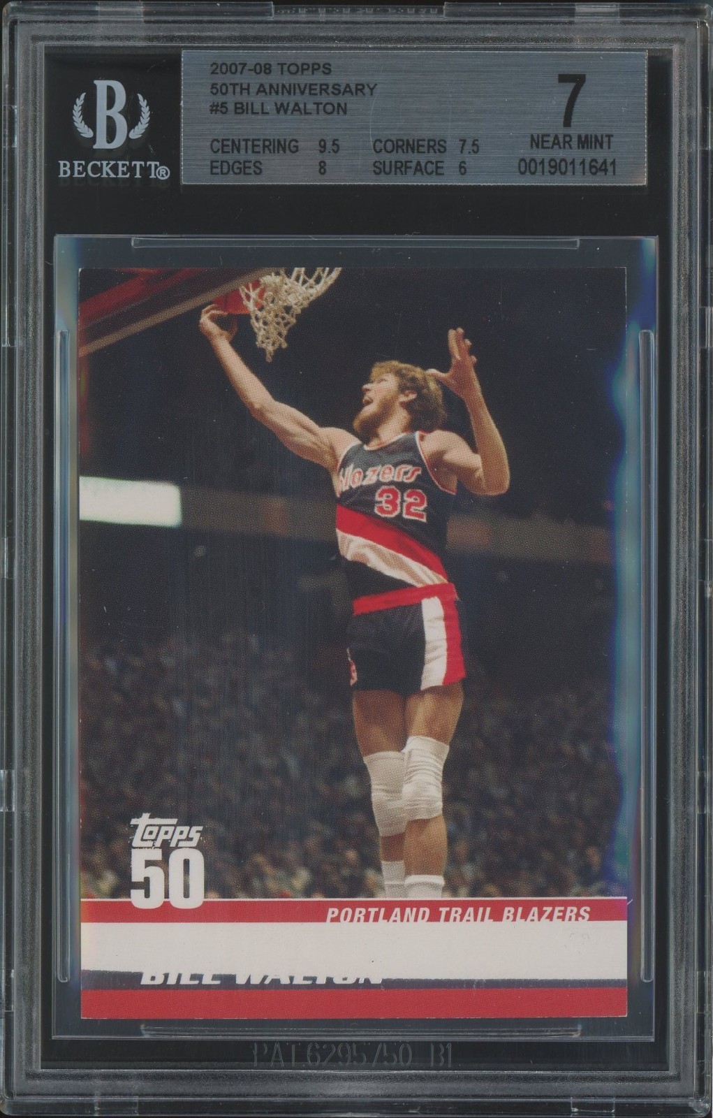 Bill Walton 2007-08 Topps 50th Anniversary #5 Foil Error BGS 7