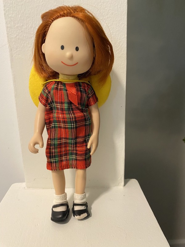 Vtg Madeline 8" Doll Plaid Dress Yellow Hat 1994 Eden