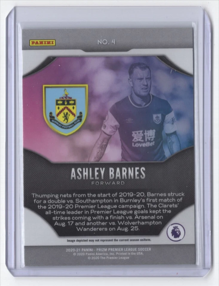 2020 Panini Prizm Premier League Fireworks Ashley Barnes Burnley #4 - Image 2 of 2
