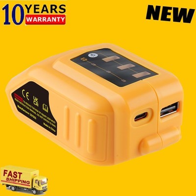 12V-18V USB+Type C Charger Power Source Battery Adapter for DEWALT DCB090 w/LED
