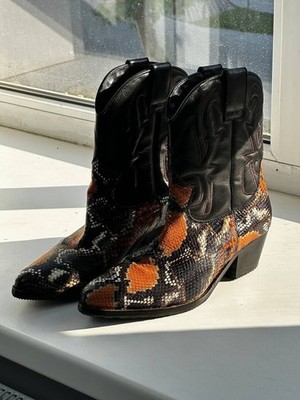 Custommade Cowboy Boots Rodeo Hype Snake Skin Pattern Size 38
