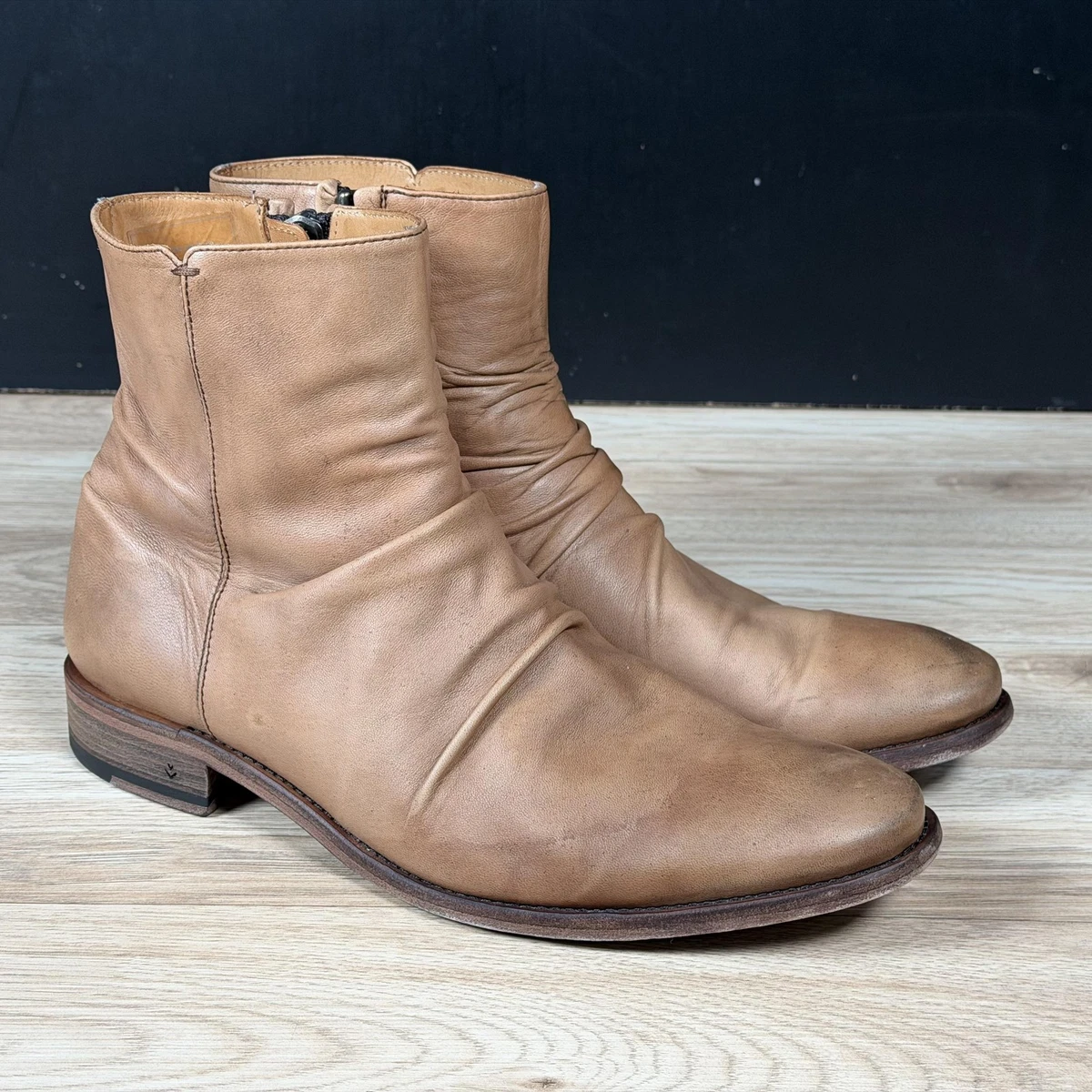 John Varvatos Boots Mens 10  Brown Leather Hand Made Italy John Varvatos Leather Upper Ankle Boots for Men for Sale  main image 4