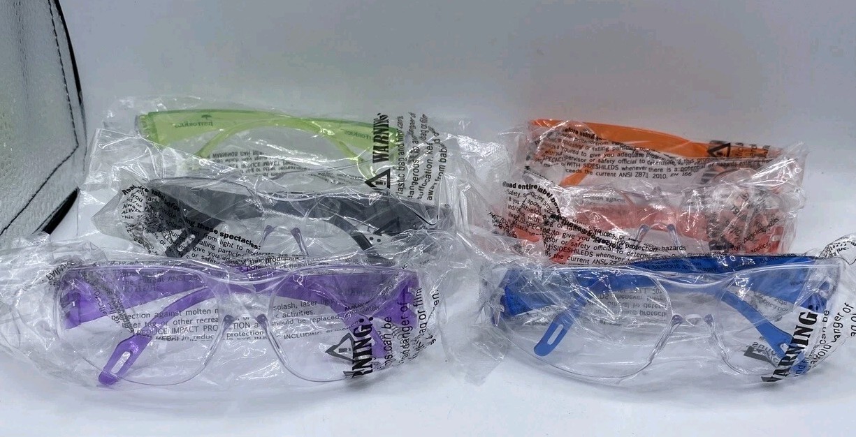 Kids Safety Googles 6 Pack Scratch Resistant Clear Lens Multi Colored New