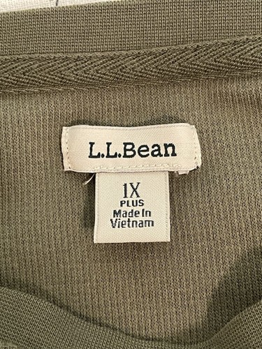 LLBean Womens Plus Size 1X Sage Green Pullover Cotton Breathable Longsleeve - Picture 2 of 7