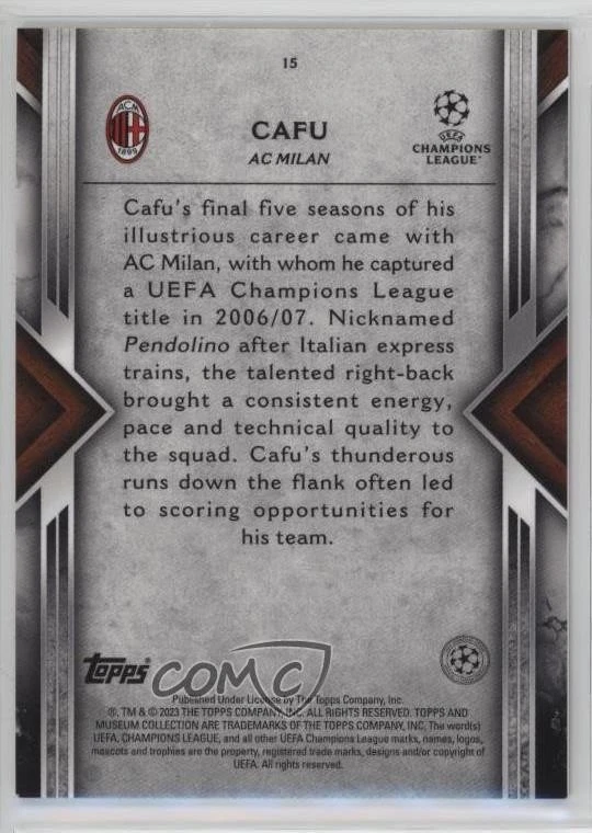 2022-23 Topps Museum Collection UCL Amethyst /99 Cafu #15 - Image 2 of 2