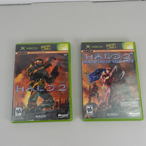 Xbox Halo 2 + Multiplayer Map Pack Complete CIB 2 Game Bundle Lot