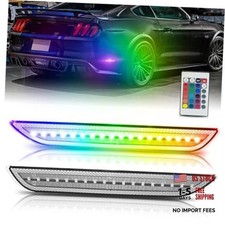 RGB LED Side Marker Lights for Ford Mustang 2015-2023, Rear Fender Clear Lens