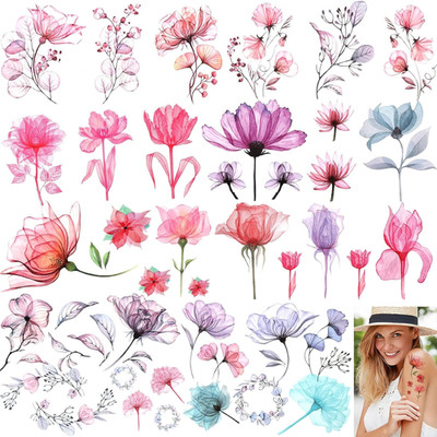 10 Blätter Temporäre Blumen-Tattoos Wasserdichte Bunt Fake Tatoo Sticker Kit Kin