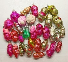vintage glass christmas tree ornament animals - decoration