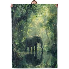 Wildlife Elephant Theme Blanket Gifts for Women Girls, Soft Warm Lightweight ...