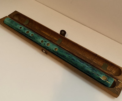 Vintage Reliable Brothers Color Glazed Porcelain Sculpture Art Flute Wooden Case