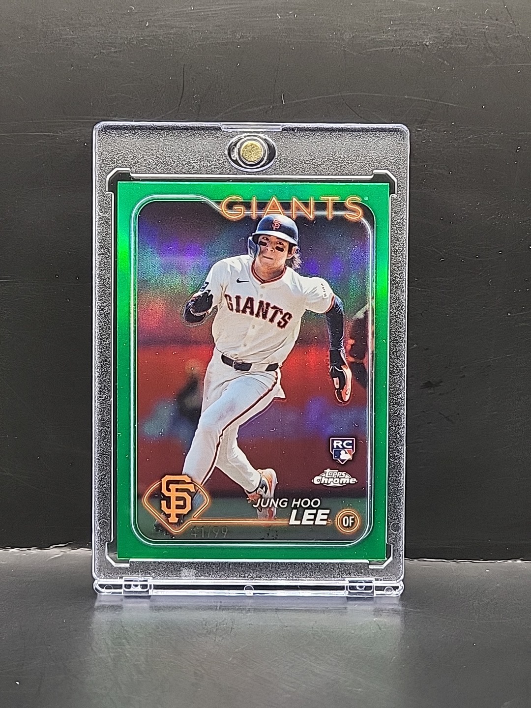 Jung Hoo Lee 2024 Topps Chrome #201 Green Refractor /99 Rookie RC