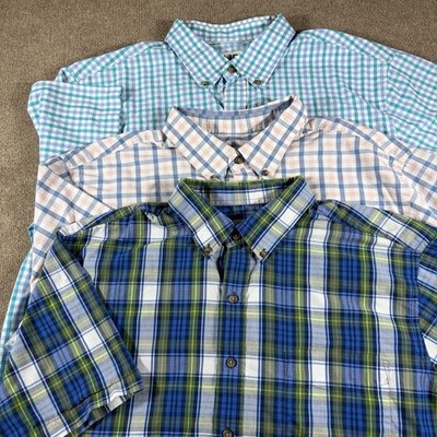 HB Harbor Bay Mens Short Sleeve Plaid Size 1XL Bundle Of 3 Shirts White Blue