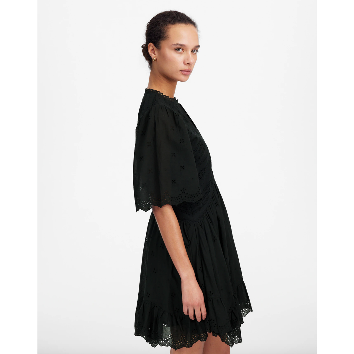 eyelet flutter sleeve mini dress in cotton Time and Tru Women's Eyelet Embroidery Cotton Mini Dress with Flutter Sleeves, Sizes Xs-xxxl, Size: Small, White