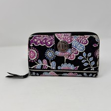 Vera Bradley Alpine Floral Retired Turn Lock Zip Wallet Wristlet