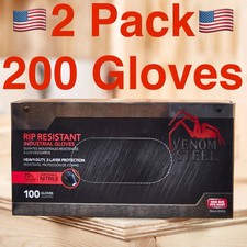 VENOM STEEL Nitrile Gloves Rip Resistant One Size Fits Most 2 Pack 🇺🇸USA Ship