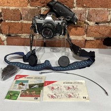Canon AE-1 Program 35mm film Camera FD 50mm f/1.8 Lens, Case, Manuals, Caps Etc