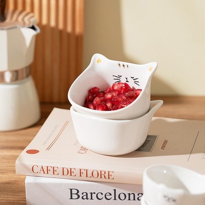 Ceramic Dip Tray With Handle Sauce Tray Cute Rabbit Cat Dip Bowl Kitchen