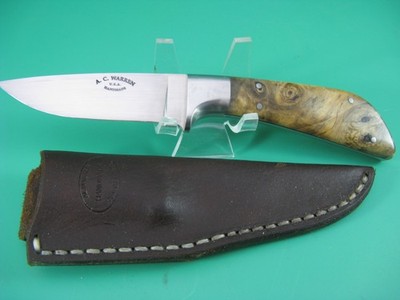 MINT PRE-OWNED A.C.WARREN AL WARREN BIRD & TROUT KNIFE BURL SCALES