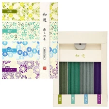 Kameyama Wayu Assorted Incense Set with Holder 4 Scents Green Tea Lavender Soap