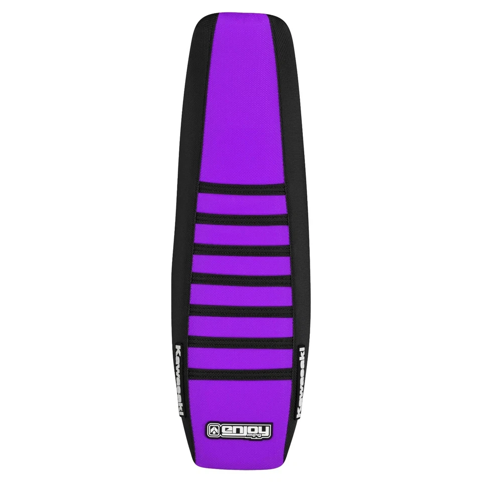 1999-2002 KAWASAKI KX 125-250 seat cover BLACK / PURPLE / BLACK RIBS LOGO  #77 - Image 3 of 4