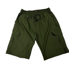 Tech Twill Cargo Shorts Mens Medium Green Elastic Drawstring Pockets Casual