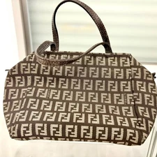 FENDI Mini Handbag Zucca Pattern Brown Women Authentic From Japan