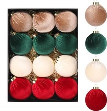 Weihnachtskugeln 12 St&uuml;ck 8cm Samt Beflockt Bruchsicher Deko f&uuml;r Weihnachtsbaum