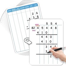 48 Pack Long Division Whiteboard for Kids Teaching Multiplication Double-Side...