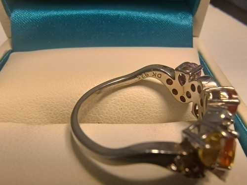 DK Sterling Silver 925 Multi Stone Colorful Ring Size 7 - Picture 9 of 11