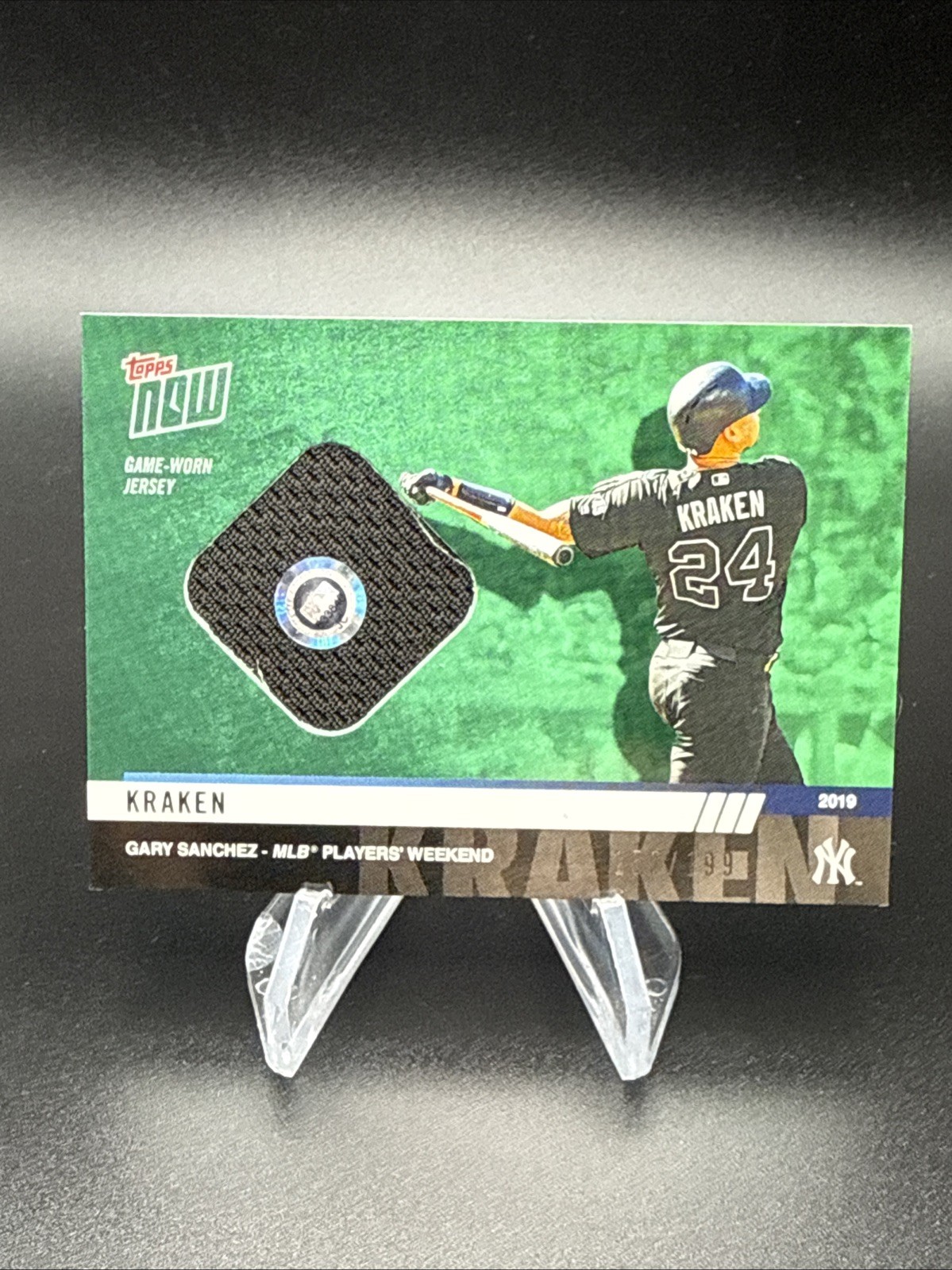 2019 Topps Now Players Weekend Green /199 Gary Sanchez #PW-109B Game Used Jersey view 1
