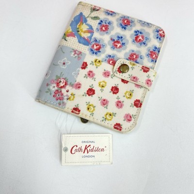Cath Kidston Patchwork Wallet Pink Blue Floral Bill Fold Snap Closure