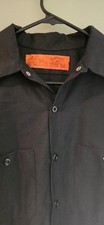 Red Kap Men sz.L Long Sleeve Work Mechanic Shirt Black Front Pockets Punk