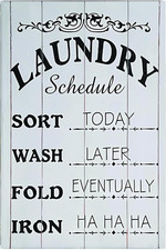 Laundry-Sign Metal-Poster Wall-Art Warming-D cor, Loads of Fun Laundry Schedule,