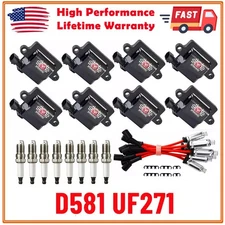 8 Pack UF271 Ignition Coil & Spark Plug & Wires For Chevy GMC 4.8 5.3L 6.0L 8.1L