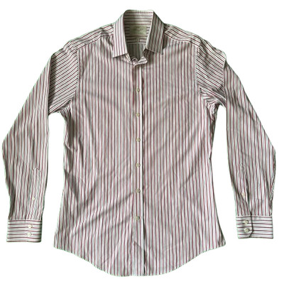 Hawes & Curtis Herren Hemd Größe 16'' LARGE Extra Slim Fit Rot Gestreift Langarm