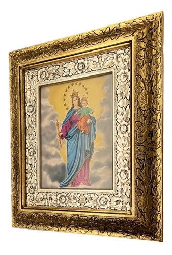 Cuadro enmarcado Virgen María Ayudante 45x40 cm | Lámina de oro y plata | Wa religiosa - Imagen 2 de 3