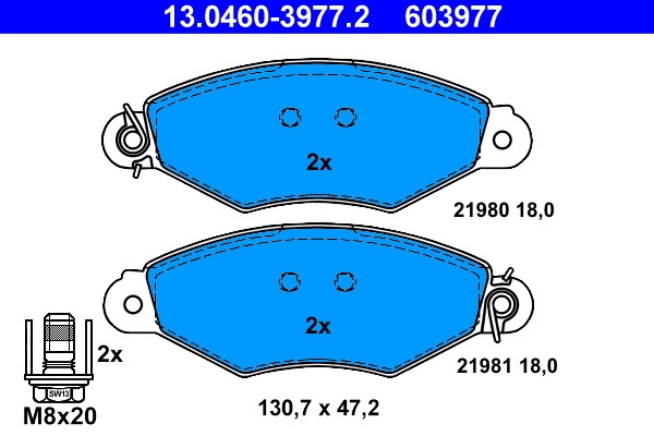 Plaquettes de frein ATE 13.0460-3977.2 pour système à disque OE 41060-00Q