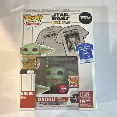 Funko Star Wars The Mandalorian Grogu w/ Cookies Flocked Tee Box Set SEALED