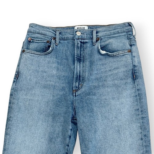 AGOLDE Pinch Waist Ultra High Rise Skinny Denim Jeans Debut Blue 29 Raw Hems - Bild 2 von 9
